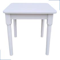 Mesa Infantil Quadrada Madeira Branca Reforçada Estável Segura Educativa Durável Criança Menina Menino Quarto Escola Brinquedoteca Casa Creche