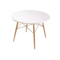 Mesa Infantil Redonda Flórida Eiffel Eames Fratini 60 cm largura Base Madeira Tampo MDF Branco Fosco
