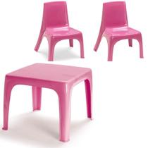 Mesa Infantil Rosa + 2 Cadeiras de Plástico Reforçado Mesa Infantil Rosa + 2 Cadeiras de Plástico Reforçado