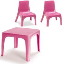 Mesa Infantil Rosa + 2 Cadeiras de Plástico Reforçado - Injeplastec