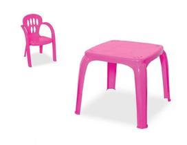 Mesa infantil rosa com 1 cadeira criança atividades