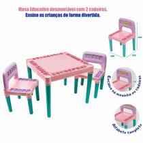 Mesa Infantil Rosa Educativa C/ 2 Cadeiras Tritec Menina