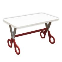 Mesa Infantil Tesoura Vermelho Tampo Branco Retangular Base Temática para Estudos e Desenhos Mobília Decor Mesa Infantil Tesoura Vermelho Tampo Branco Retangular Base Temática para Estudos e Desenhos Mobília Decor