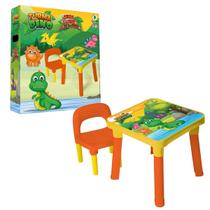 Mesa Infantil Turma Do Dino Dinossauro Mesinha com Cadeira