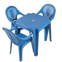 Mesa Infantil Ursinho Com 03 Cadeiras Plásticas Várias Cores