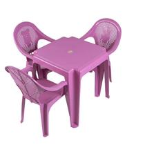 Mesa Infantil Ursinho Com 03 Cadeiras Plásticas Várias Cores