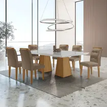 Mesa Inovare 180 Tp Mdf Vidro/canto Reto com 6 Cadeiras Valentina Mesa Inovare 180 Tp Mdf Vidro/canto Reto com 6 Cadeiras Valentina