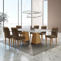 Mesa Inovare 180 Tp Mdf Vidro/canto Reto com 6 Cadeiras Valentina Mesa Inovare 180 Tp Mdf Vidro/canto Reto com 6 Cadeiras Valentina