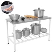 Mesa Inox De Serviço Linha Leve 1,17x55 Com Prateleira Ideal Para Pizzaria Innal