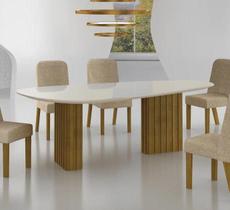 Mesa Isís Tampo Orgânico Off C/Vidro 6 Cadeiras Isís Leifer Mesa Isís Tampo Orgânico Off C/Vidro 6 Cadeiras Isís Leifer