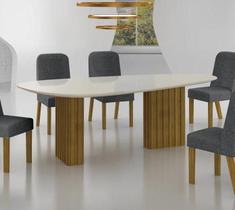Mesa Isís Tampo Orgânico Off C/Vidro 6 Cadeiras Isís Leifer Mesa Isís Tampo Orgânico Off C/Vidro 6 Cadeiras Isís Leifer