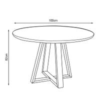 Mesa Jantar 100cm Tampo MDF/Vidro Redonda 4 Cadeiras Pés Madeira Maciça Imbuia/Preto