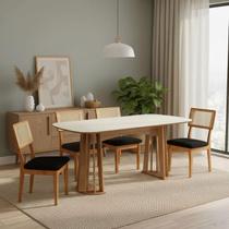 Mesa Jantar 180cm c/ 4 Cadeiras Estofadas para Sala 100% MDF Mesa Jantar 180cm c/ 4 Cadeiras Estofadas para Sala 100% MDF