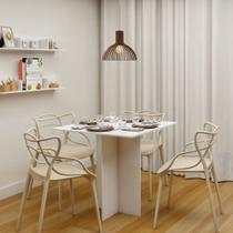 Mesa Jantar 4 Lugares Sala Estar 77cm Madeira Branca Cozinha