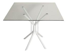 Mesa Jantar 70cm Quadrada Vidro Temperado Base Ana Metálica Escrivaninha Sala Estar Cozinha