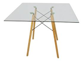 Mesa Jantar 70cm Quadrada Vidro Temperado Base Eiffel Charles Eames Escrivaninha Sala Estar Cozinha Pé Eucalipto Mesa Jantar 70cm Quadrada Vidro Temperado Base Eiffel Charles Eames Escrivaninha Sala Estar Cozinha Pé Eucalipto