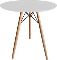 Mesa Jantar 70cm Redonda Branca Base Tripé Eiffel Charles Eames Escrivaninha Sala Estar Cozinha Tampo Mdf Pé Eucalipto