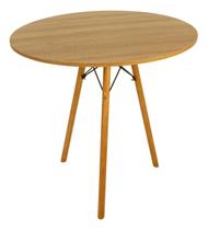 Mesa Jantar 70cm Redonda Madeirado Base Tripé Eiffel Charles Eames Escrivaninha Sala Estar Cozinha Tampo Mdf Pé Eucalipto