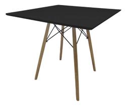 Mesa Jantar 80cm Quadrada Preta Base Eiffel Charles Eames Escrivaninha Sala Estar Cozinha Tampo Mdf Pé Eucalipto