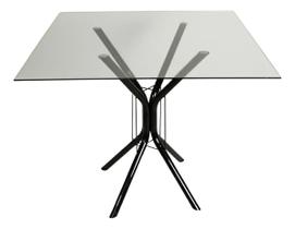 Mesa Jantar 80cm Quadrada Vidro Temperado Base Ana Metálica Escrivaninha Sala Estar Cozinha