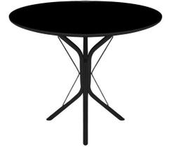 Mesa Jantar 90cm Redonda preto Mdf Base 4 Apoio Ana