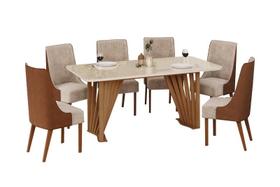 Mesa Jantar Adriana 180 6 Cadeiras Ivy Caramelo Creme - Henn
