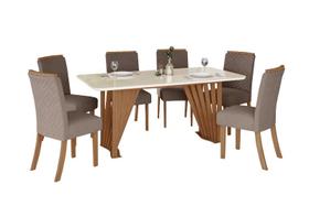 Mesa Jantar Adriana 180 6 Cadeiras Malu Amendoa - Henn