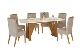 Mesa Jantar Adriana 180 6 Cadeiras Nina Creme - Henn