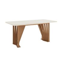 Mesa Jantar Adriana 180 Canto Arredon Vidro Nature/Off White