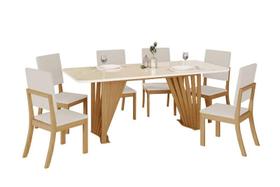 Mesa Jantar Adriana 200 6 Cadeiras Milla Linho - Henn