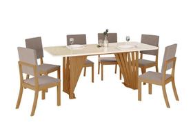 Mesa Jantar Adriana 200 6 Cadeiras Milla Marrom Amendoa - Henn
