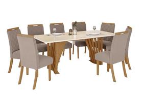 Mesa Jantar Adriana 200 8 Cadeiras Bella Amendoa - Henn