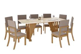 Mesa Jantar Adriana 200 8 Cadeiras Milla Amendoa - Henn