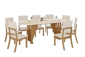 Mesa Jantar Adriana 200 8 Cadeiras Milla Linho - Henn