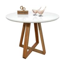 Mesa Jantar Base X Tampo Redondo Laca Com Vidro 100cm Branco Mesa Jantar Base X Tampo Redondo Laca Com Vidro 100cm Branco