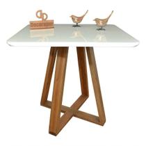 Mesa Jantar Base X Tampo Retangular Laca Com Vidro 100x70cm Branco Mesa Jantar Base X Tampo Retangular Laca Com Vidro 100x70cm Branco