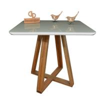 Mesa Jantar Base X Tampo Retangular Laca Com Vidro 120x80cm Off White