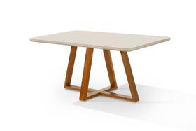 Mesa Jantar Bela 120x80cm para 4 Cadeiras Tampo Vidro e MDF Base Madeira Maciça Mesa Jantar Bela 120x80cm para 4 Cadeiras Tampo Vidro e MDF Base Madeira Maciça