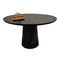 Mesa Jantar Cone Laqueado Tampo Redondo Laca Com Vidro 110cm Preto