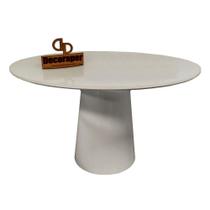 Mesa Jantar Cone Laqueado Tampo Redondo Laca Com Vidro 120cm Offwhite Mesa Jantar Cone Laqueado Tampo Redondo Laca Com Vidro 120cm Offwhite
