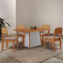 Mesa Jantar Diane 120cm Tampo Mdf Lam 4 Cadeiras Copper Pre Moderna Linho Capuccino Naturale Off White