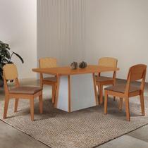 Mesa Jantar Diane 120cm Tampo Mdf Lam 4 Cadeiras Copper Pre Moderna Tork Naturale Off White