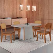 Mesa Jantar Diane 120cm Tampo Mdf Vidro 4 Cadeiras Copper Prem Moderna Tork Naturale Serigrafia Off White