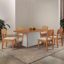 Mesa Jantar Diane 180cm Ta Mdf Lam 6 Ca Copper Prem Moderna Veludo Creme/naturale/off White Mesa Jantar Diane 180cm Ta Mdf Lam 6 Ca Copper Prem Moderna Veludo Creme/naturale/off White