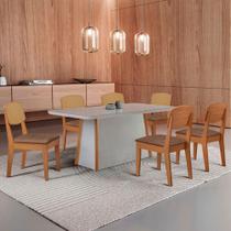 Mesa Jantar Diane 180cm Tampo Mdf Vidro 6 Cadeiras Copper Prem Moderna Tork Naturale Serigrafia Off White Mesa Jantar Diane 180cm Tampo Mdf Vidro 6 Cadeiras Copper Prem Moderna Tork Naturale Serigrafia Off White