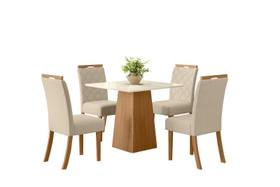 Mesa Jantar Dora 90 4 Cadeiras Bella Linho - Henn