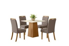 Mesa Jantar Dora 90 4 Cadeiras Bella Marrom Amendoa - Henn