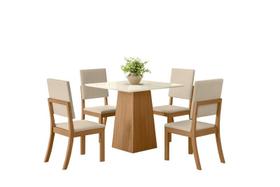 Mesa Jantar Dora 90 4 Cadeiras Milla Linho - Henn