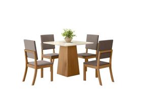 Mesa Jantar Dora 90 4 Cadeiras Milla Marrom - Henn Mesa Jantar Dora 90 4 Cadeiras Milla Marrom - Henn