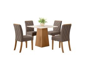 Mesa Jantar Dora 90 4 Cadeiras Vita Bege - Henn Mesa Jantar Dora 90 4 Cadeiras Vita Bege - Henn